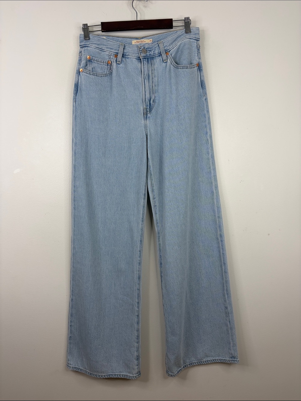 Levi's Ribcage Wide Leg Jeans Womens 29 x 32 Light Blue Denim Retro 70s 90s
